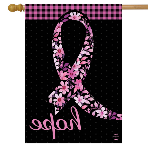 Floral Hope Ribbon Banner Flag - BACK SIDE