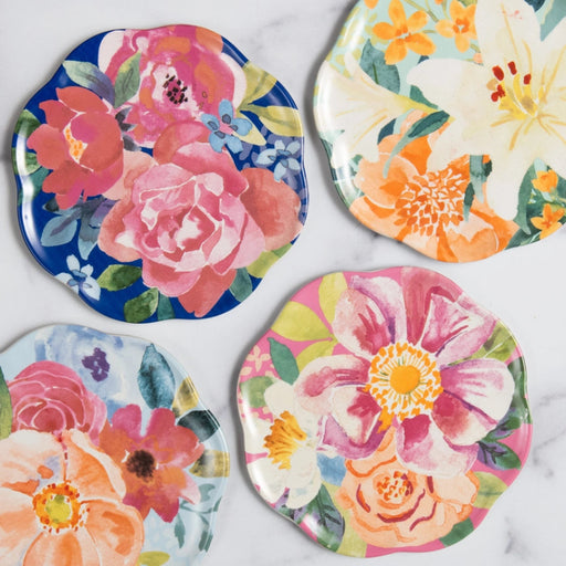 8.5" Everyday Floral Ceramic Appetizer Plates - Set of 4