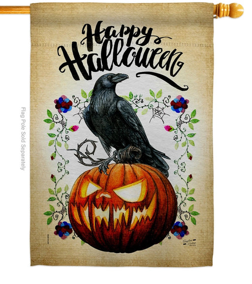 Crow and Pumpkin Banner Flag