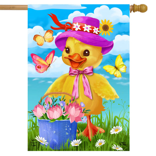 Spring Duckling Banner Flag