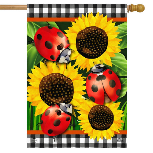 Ladybugs and Sunflowers Banner Flag