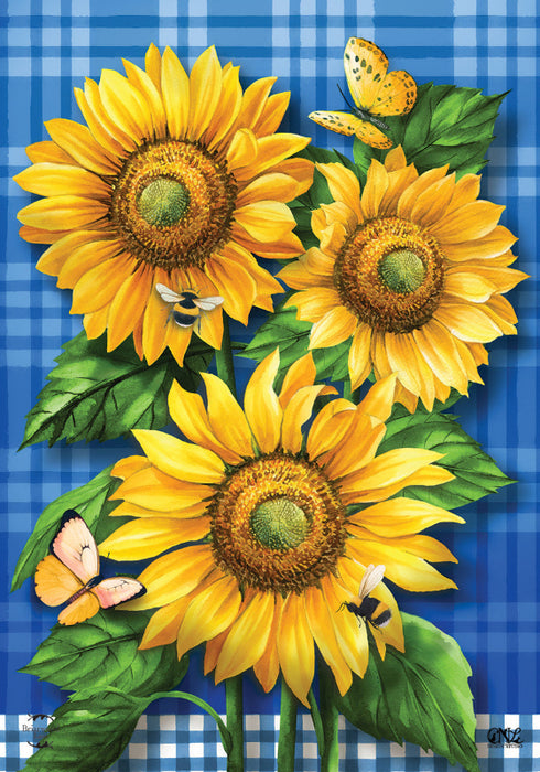 Blue Sunflowers Banner Flag