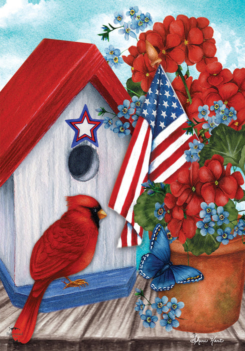 American Cardinal Birdhouse Decorative Flag