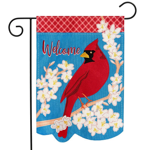 Spring Cardinal Burlap Garden Flag