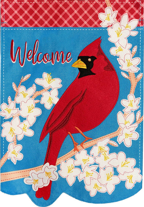 Spring Cardinal Burlap Garden Flag