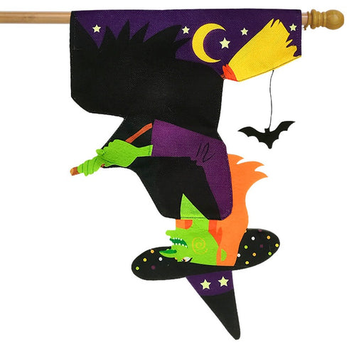 Upside Down Witch Burlap Banner Flag