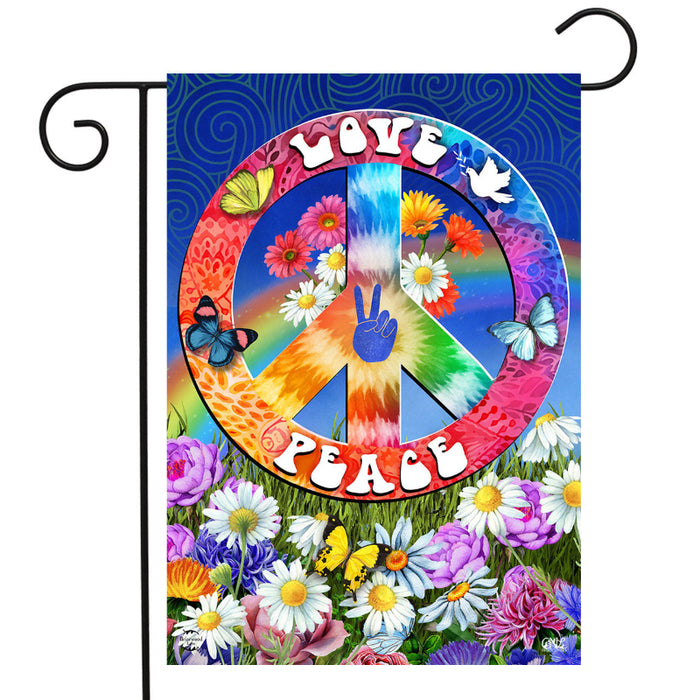 Peace and Love Garden Flag