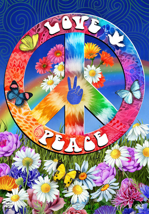 Peace and Love Garden Flag