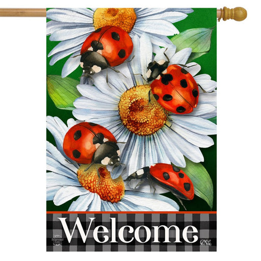 Ladybugs and Daisies Banner Flag