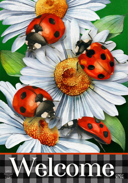 Ladybugs and Daisies Banner Flag