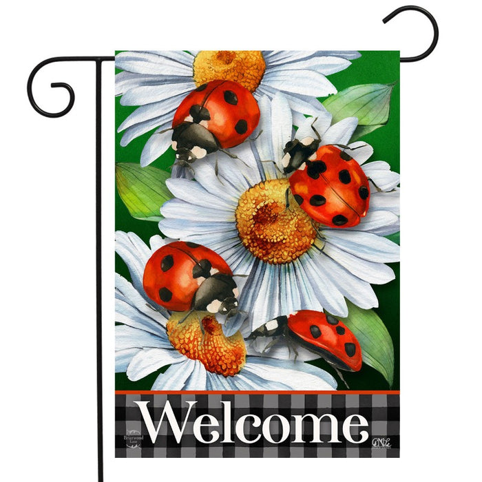 Ladybugs and Daisies Garden Flag