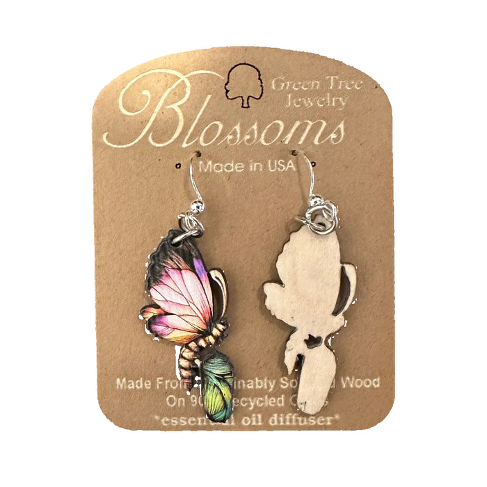 Cocoon to Butterfly Wood Earrings