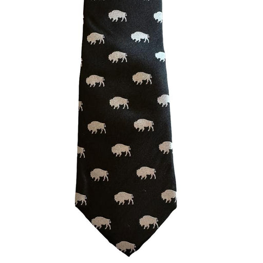 Black and White Buffalo Silk Neck Tie