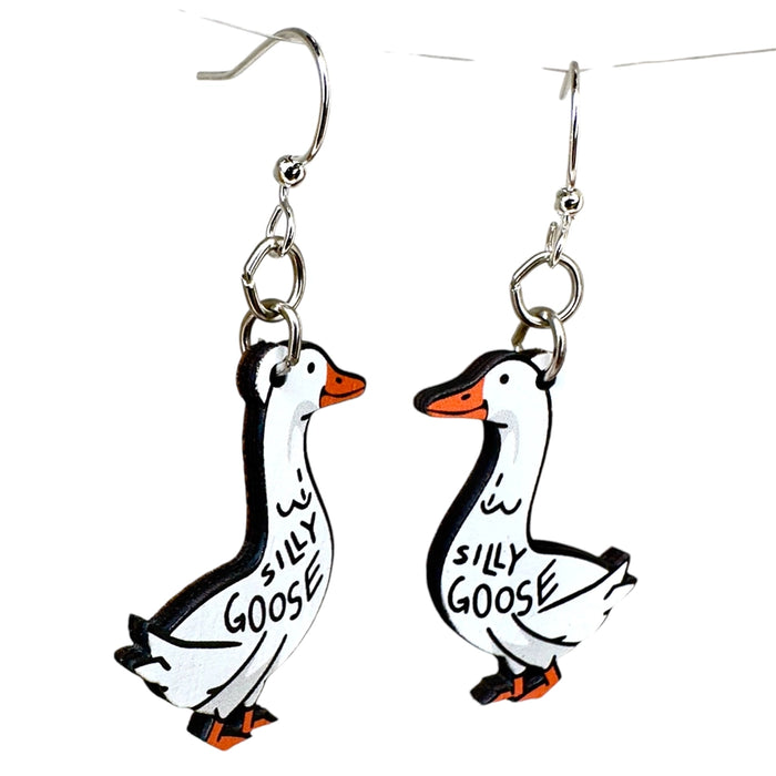 Silly Goose Wood Earrings