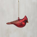 Glass Cardinal Ornament w/ Glitter Accents