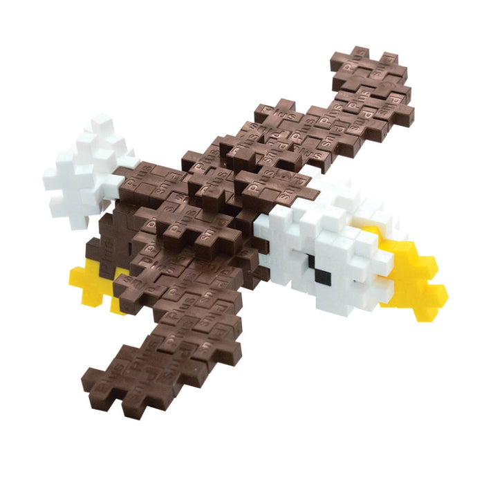 Toy building block set of a bald eagle puzzle with instructions included