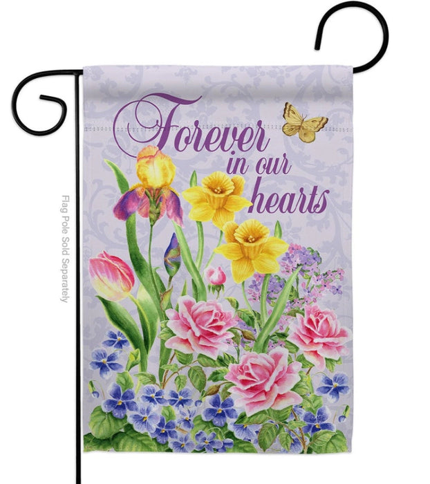 Forever in Our Hearts Floral Garden Flag