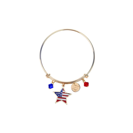 American Flag Star Gold Metal Charm Bracelet