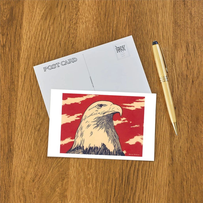 Woodcut of Bald Eagle Postcard