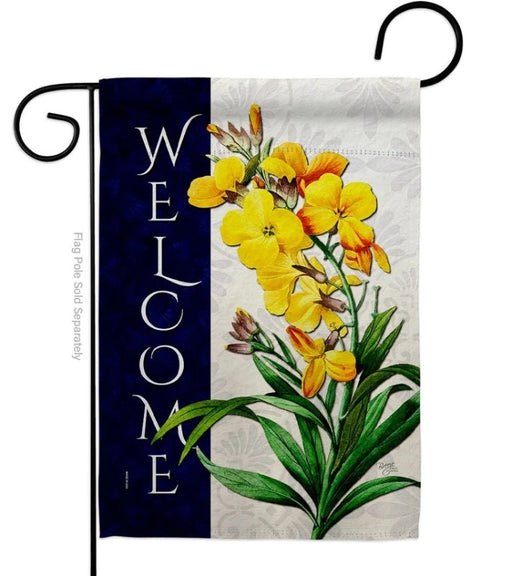 Yellow Spring Flowers Welcome Garden Flag