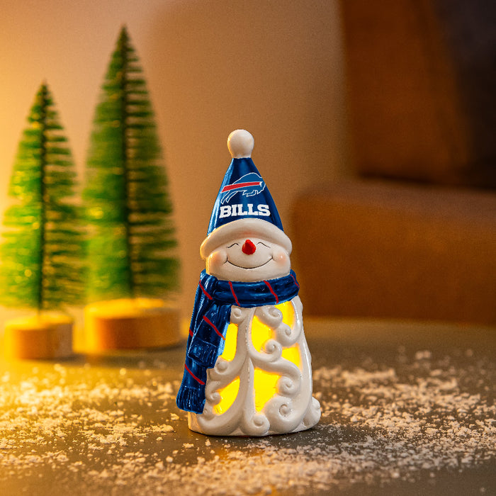 8" Buffalo Bills LED Ceramic Snowman Statuary