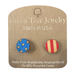 Stars & Stripes Stud Wood Earrings