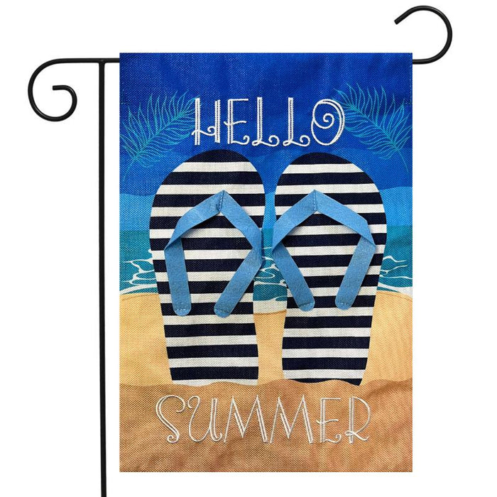 Hello Summer Flip Flops Garden Flag