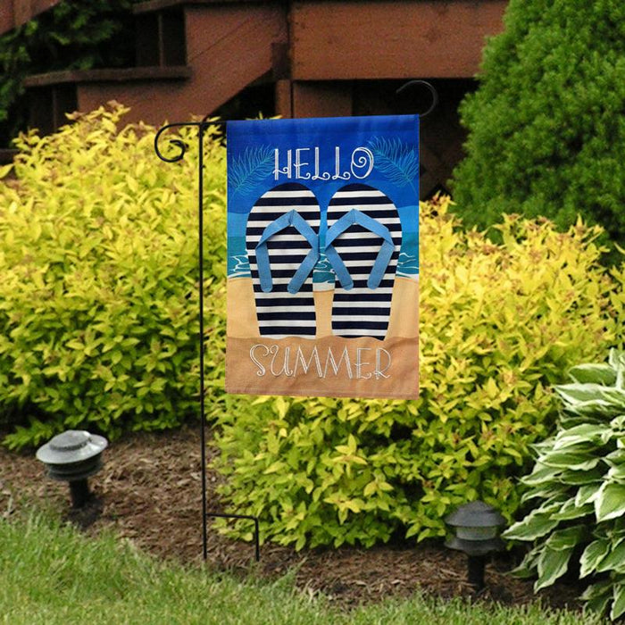 Hello Summer Flip Flops Garden Flag