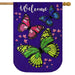 Butterfly Trio Burlap Banner Flag