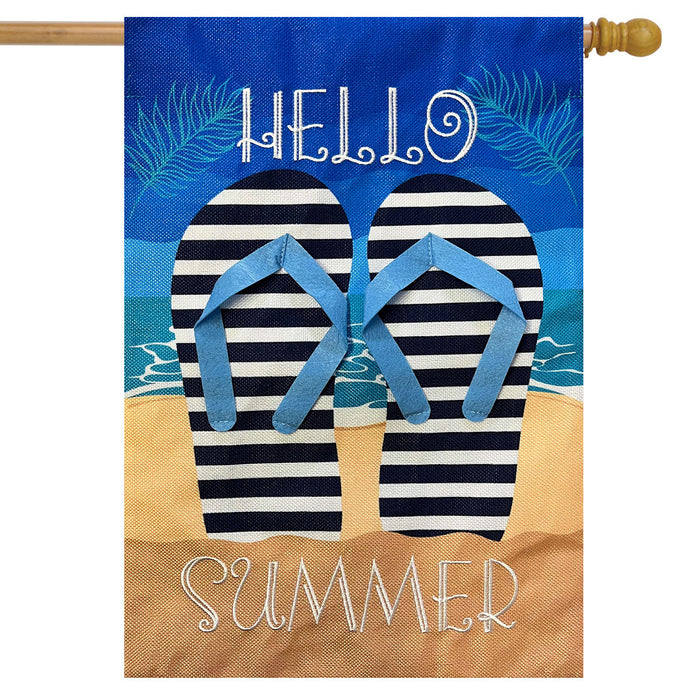 Hello Summer Flip Flops Banner Flag