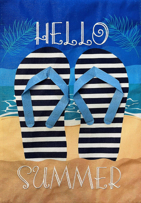 Hello Summer Flip Flops Banner Flag