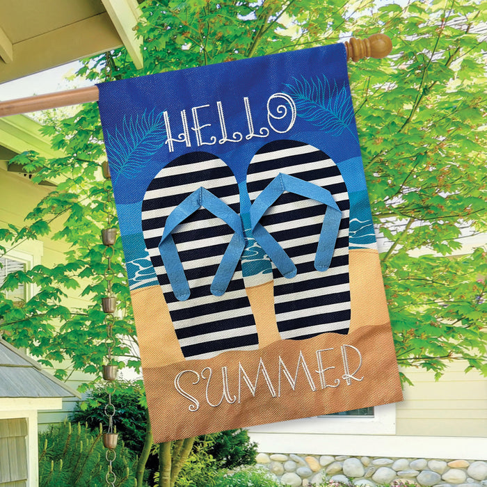 Hello Summer Flip Flops Banner Flag