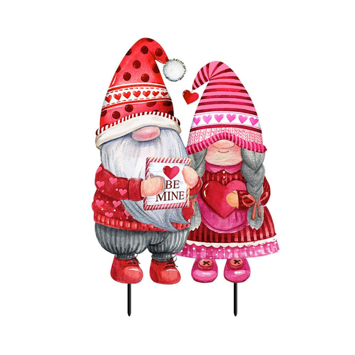 Valentine's Gnomes Metal Yard Stake