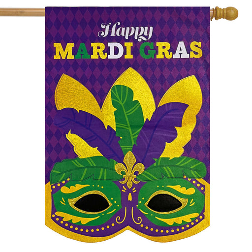 Mardi Gras Mask Applique Banner Flag