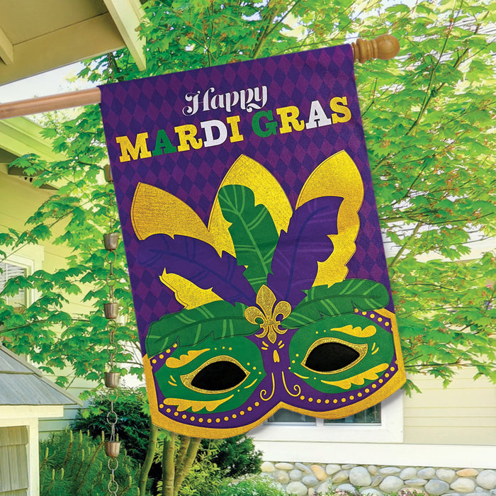 Mardi Gras Mask Applique Banner Flag