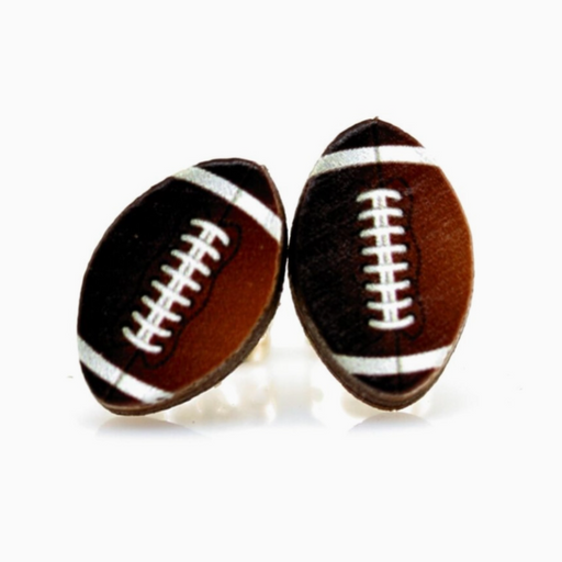 Football Stud Wood Earrings