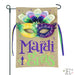 Mardi Gras Watercolor Mask Burlap Garden Flag