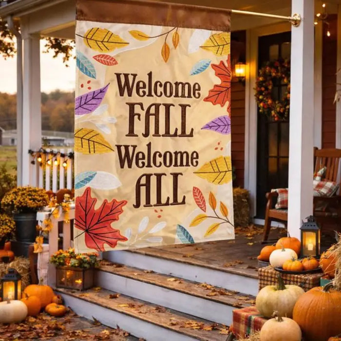 Welcome Fall Welcome All Applique Banner Flag