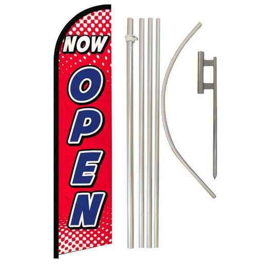 11.5' Now Open Red and White Feather Flag & Pole Kit