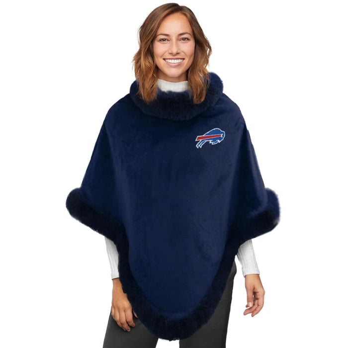 Buffalo Bills Fur Trim Warm Poncho