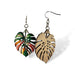 Monstera Leaf Wood Earrings