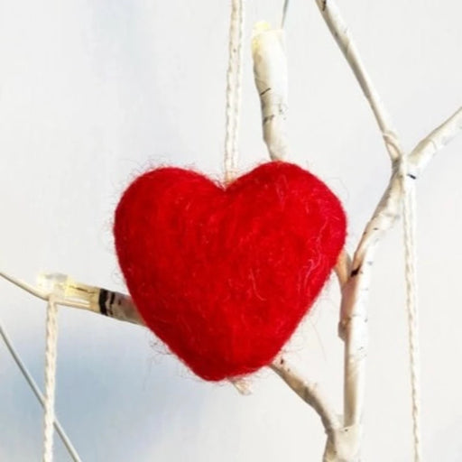 Red Heart Felted Ornament - Made in the USA