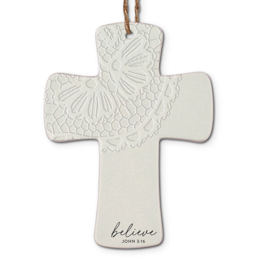 John 3:16 Lace Cross Resin Ornament