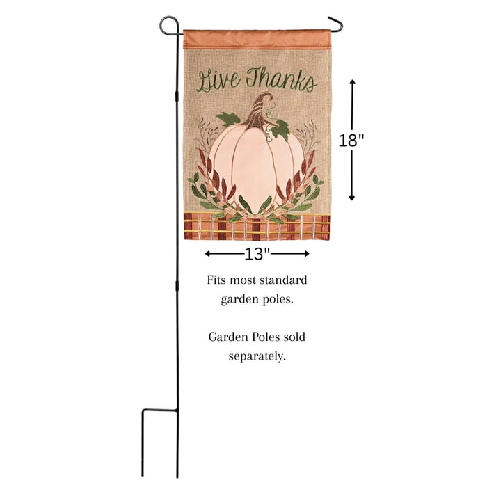 Give Thanks Pumpkin Applique Garden Flag