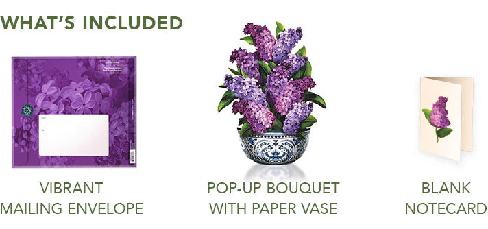 Garden Lilacs Pop-Up Bouquet w/ Note Card