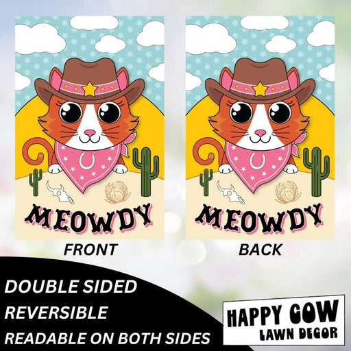 Meowdy Cowboy Kitten Garden Flag