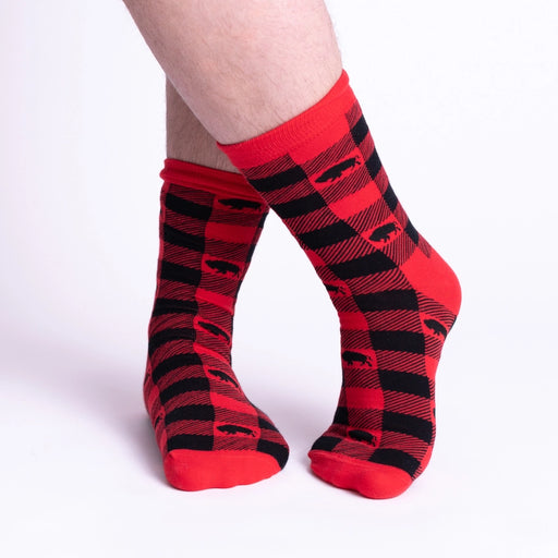 Red Buffalo Plaid Crew Socks