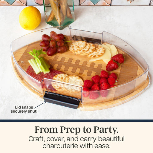 Flip, Serve & Store Football Charcuterie Board with Lid