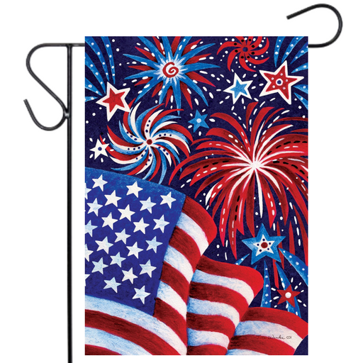 Fireworks & Flag Garden Flag