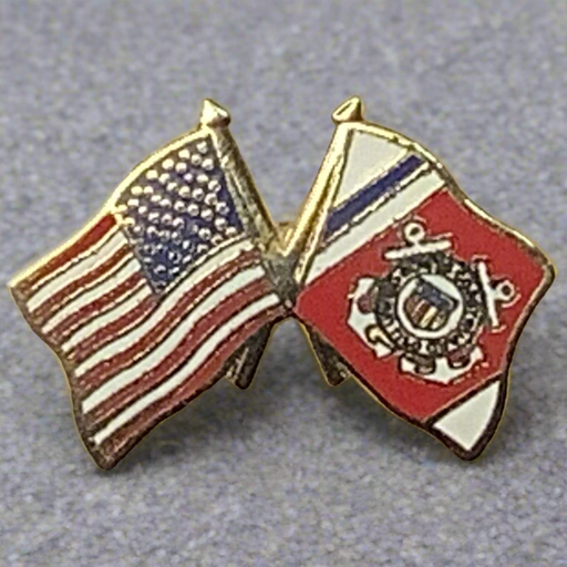 US Coast Guard Dual Flags Lapel Pin (Small) 2025